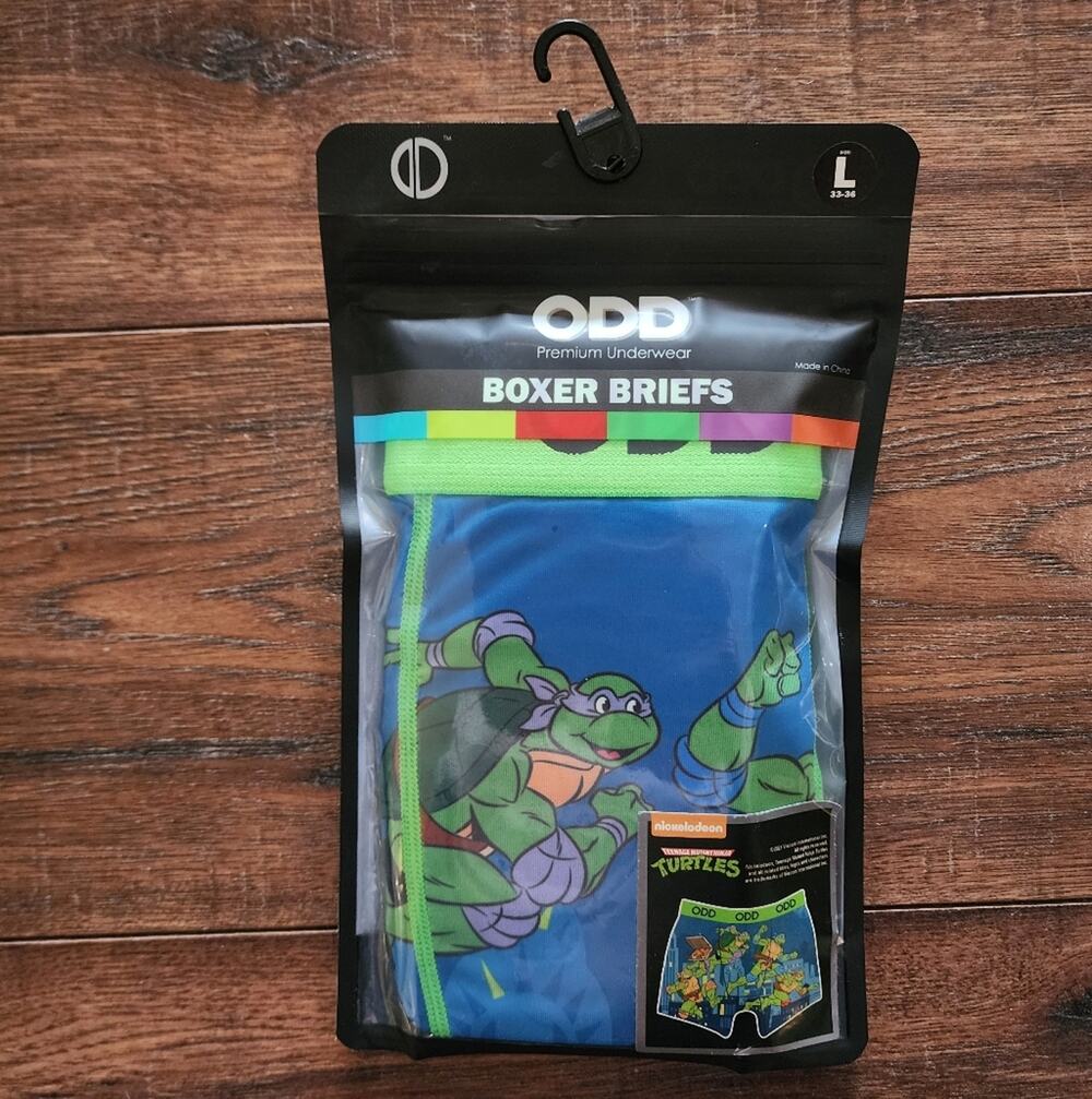 NWT ODD Underwear Men's Teenage Mutant Ninja Turtles Boxer Briefs Large L 33-36